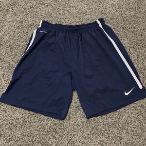 Nike Dark Blue DriFit Shorts with White Stripes